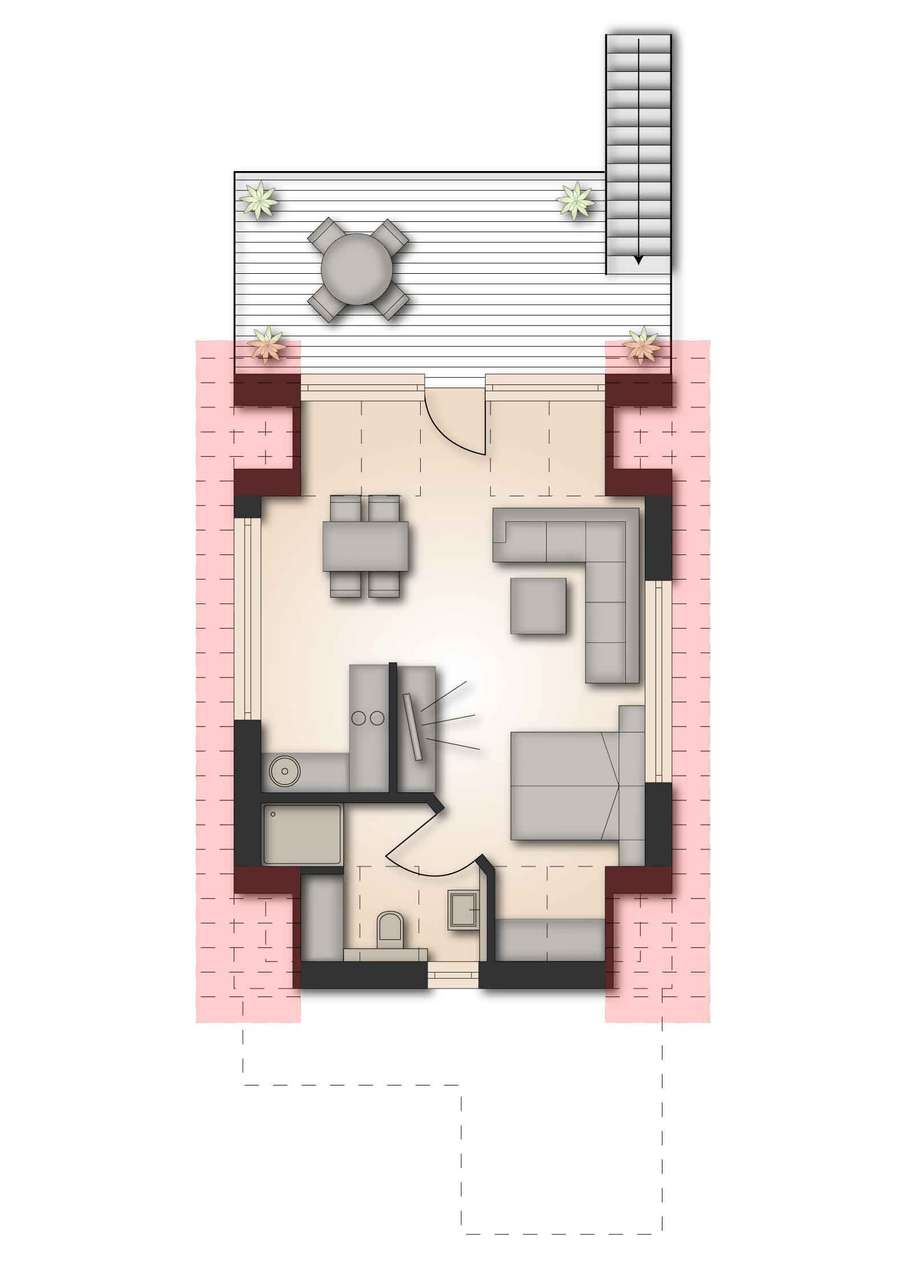 Ferienwohnung 100 m vom Strand, Balkon, EBK, Stellplatz, Neubaustandard
