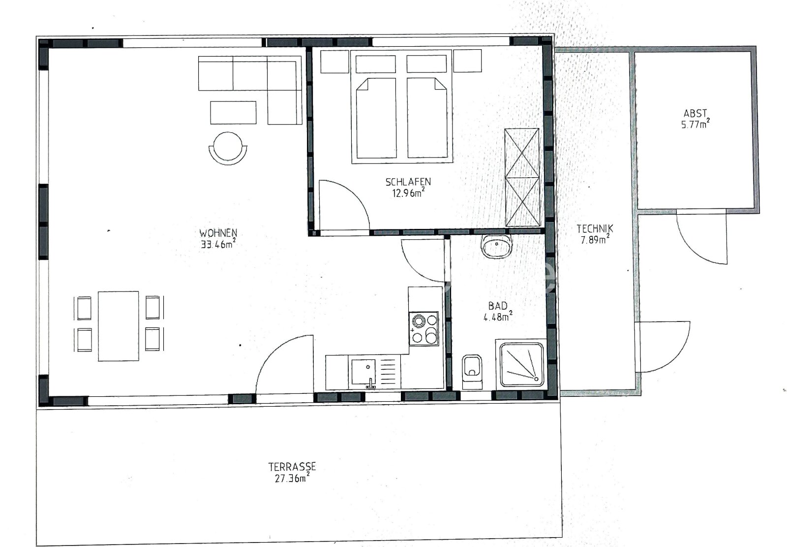 Ferienwohnung 150 m vom Strand, Terrasse, EBK, Stellplatz, Neubau, Klima 