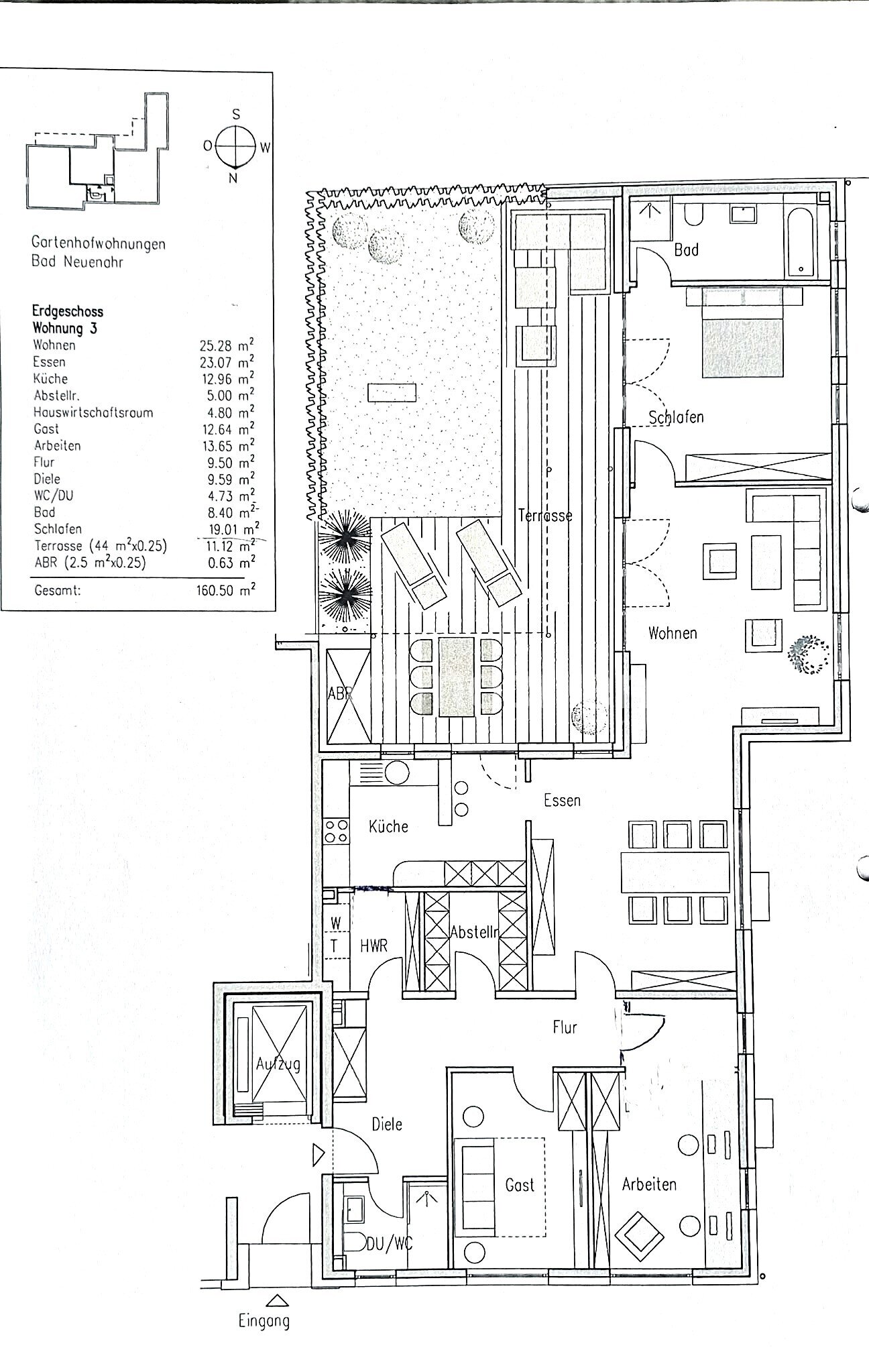 Leben und Arbeiten auf 160qm, 4 Zi.,barrierefrei, TG, EBK und 44qm Terrasse plus Garten